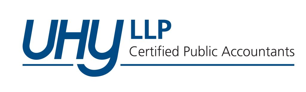 Logo for UHY LLP Certified Public Accountants, featured in the Supplier Directory, with large blue UHY letters, LLP in smaller blue text, and Certified Public Accountants in black, underlined by a bold blue line.