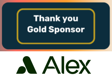 A graphic with the text Thank you Gold Sponsor inside a dark rectangle, above the green Alex AI logo and name, featured on a white background for the TechServe Alliance Executive Summit.